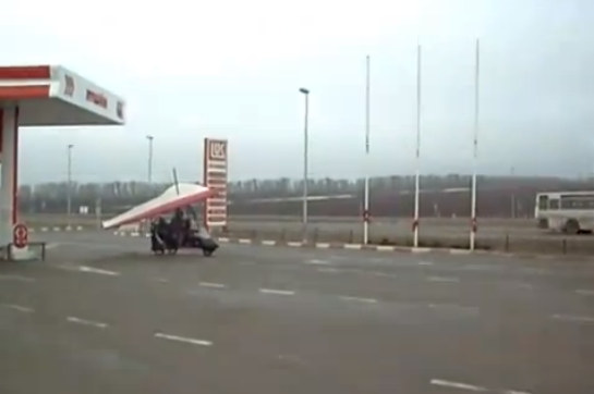 Flying Trike at Flying Trike Fills Up at Gas Station, Then Takes Off!