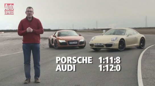 audi r8 vs porsche 911 545x302 at Track Test: Audi R8 V8 vs Porsche 911 C4S