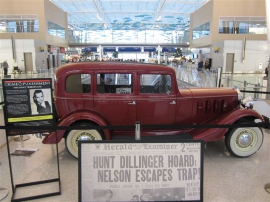 Dillinger Car at Indy Airport 545x408 at Public Enemys Car on Public Display: John Dillinger’s Getaway Car 