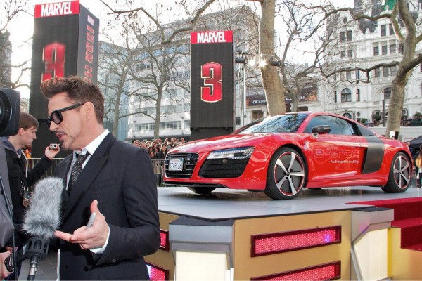 Audi R8 e tron Iron Man 1 600x400 at Audi R8 e tron at Iron Man 3 Screening in London