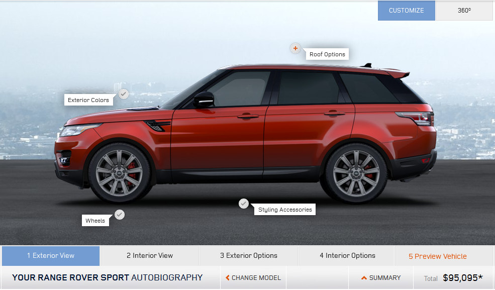 RR Sport Customizer at New Range Rover Sport Online Configurator Launched