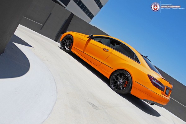 Sunkist Orange Mercedes E Coupe 2 600x400 at Sunkist Orange Mercedes E Coupe on HRE Wheels