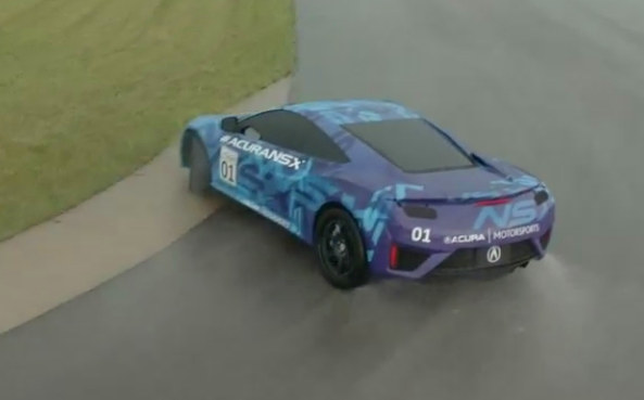 Acura NSX Track Video at Acura NSX Prototype In Sideways Action   Sounds Angry!