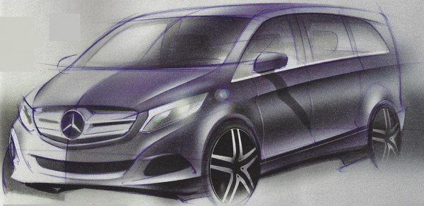 2014 Mercedes Viano Sketches 1 600x292 at 2014 Mercedes Viano Revealed In Official Sketches