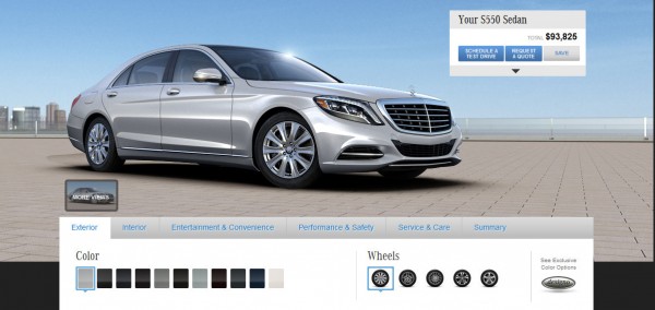 s class config 600x284 at 2014 Mercedes S Class Online Configurator Goes live