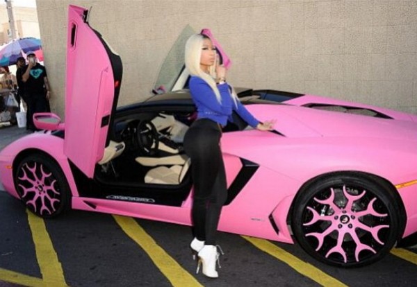 Pink Lamborghini Aventador 1 600x414 at Nicki Minaj Shows Off Her Pink Lamborghini Aventador 