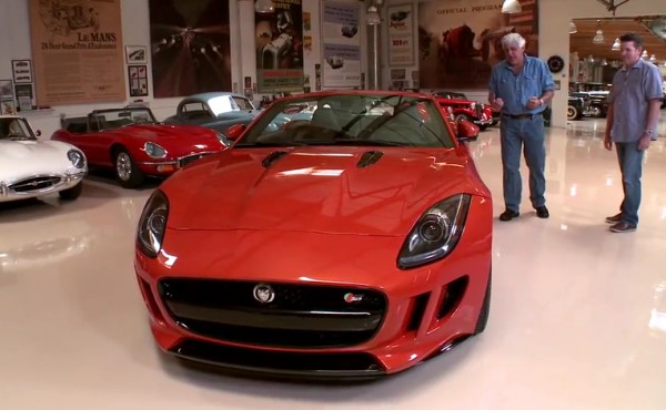 leno f type 1 600x370 at Jay Leno Drives Jaguar F Type and Project 7 Concept