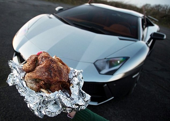 lambo turkey cook done at Fire Spitting Oakley Design Aventador Can Cook a Turkey! 