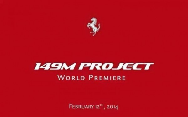 Ferrari 149M Project teaser 600x375 at Ferrari 149M Project Teased for February 12 Debut