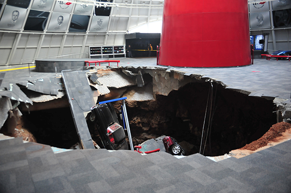 Sinkhole at National Corvette Museum 1 at Valuable Corvettes Swallowed by Sinkhole at National Corvette Museum
