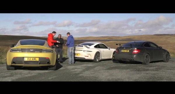 harris trio test 1 600x324 at Harris Test: Porsche 911 GT3 vs Aston V12 Vantage S & Mercedes C63 Black