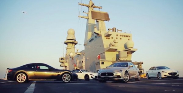 maserati carrier 600x306 at Maserati Takes Over Nave Cavour Aircraft Carrier