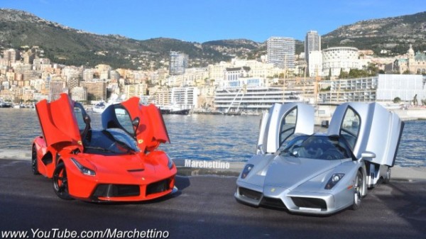 enzo chasing laferrari 600x337 at A Scene to Behold: Ferrari Enzo Chasing LaFerrari in the Hills