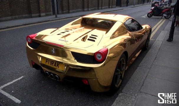 gold 458 at Al Azzawi’s Gold Ferrari 458 Spider Scooped in London