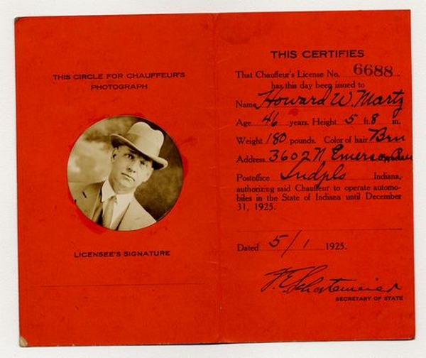 Chauffeurs license from Indiana at The History of the Driver’s License