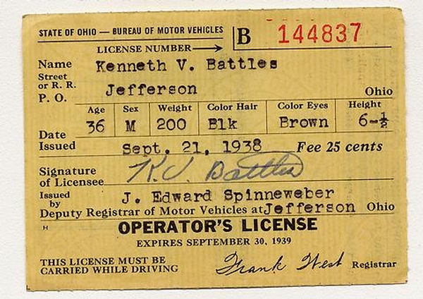 Ohio drivers license at The History of the Driver’s License