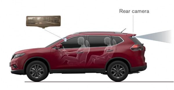 Smart Rearview Mirror 1 600x312 at Smart Rearview Mirror Debuts on 2014 Nissan Rogue
