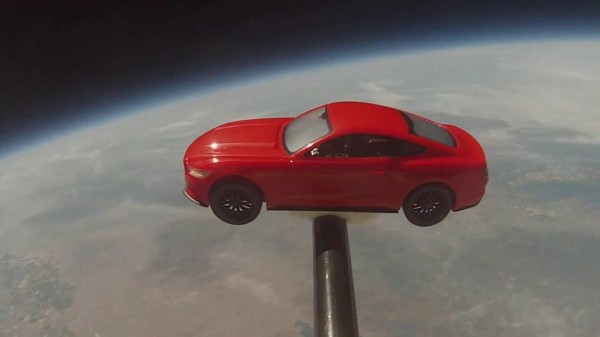 mustangspace 600x337 at Ford Mustang Makes It to Outer Space, Sort Of…
