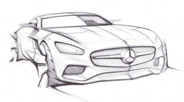 Mercedes AMG GT Sketch 1 600x332 at Mercedes AMG GT Previewed in Official Sketches