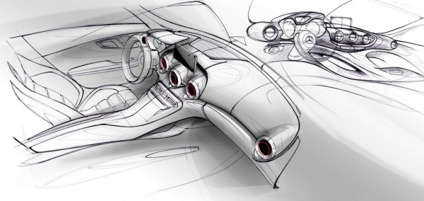 Mercedes AMG GT Sketch 3 600x284 at Mercedes AMG GT Previewed in Official Sketches