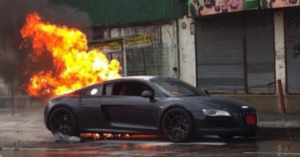 R8 fire 1 600x314 at Brand New Audi R8 Bursts into Flames in Thailand 