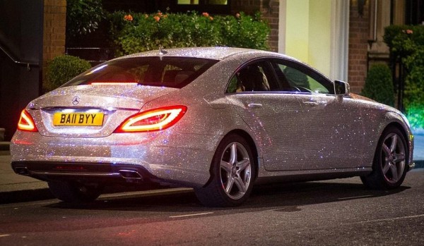 Mercedes CLS Covered in Swarovski Crystals 1 600x349 at Sparkly: Mercedes CLS Covered in Swarovski Crystals