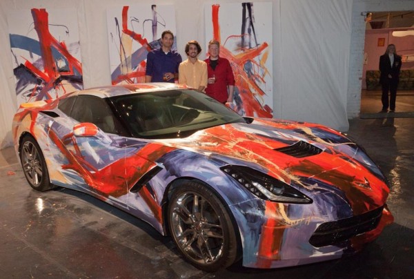 Corvette Stingray art car 1 600x404 at Corvette Stingray Art Car Painted Live at MOCAD