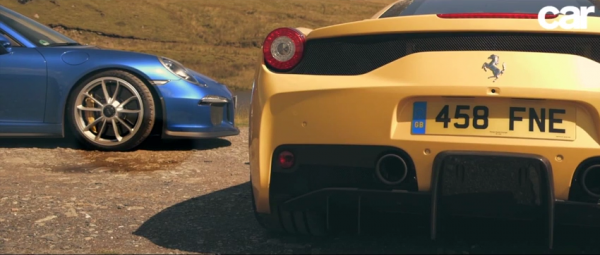 Screen Shot 2014 10 14 at 11.04.09 AM 600x255 at Turf War: Porsche 991 GT3 vs Ferrari 458 Speciale