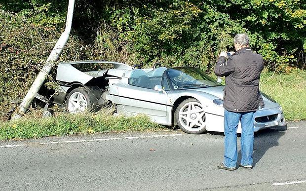 crashed f50 at Silver Ferrari F50 Wrecked in the UK