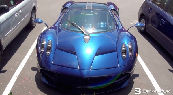 huayra blue 1 600x331 at Extremely Gorgeous Blue Pagani Huayra on the Road