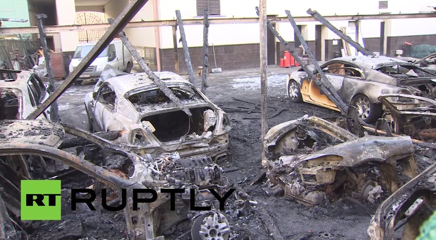 supercars fire at Fire Destroys $3.3 Million Worth of Supercars in Moscow