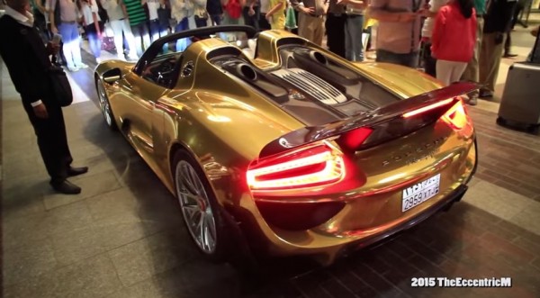 gold car dubai 1 600x331 at Gold Car Bonanza in Dubai: 918, G63 6x6, Aventador & Range Rover