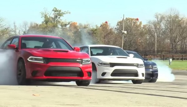 hellcat burnout 600x346 at Dodge Celebrates 2015 with Lots of Hellcat Burnouts