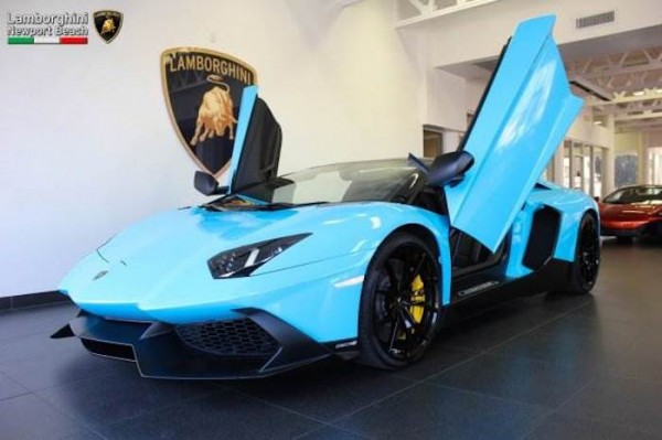 lp720 50th anniverary 0 600x399 at Baby Blue Aventador Roadster 50th Anniversary Spotted for Sale