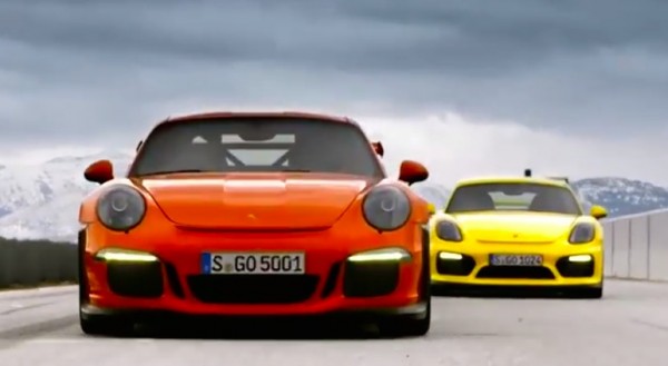 cayman gt4 gt3 rs 600x329 at Porsche Cayman GT4 and GT3 RS Share a Promo