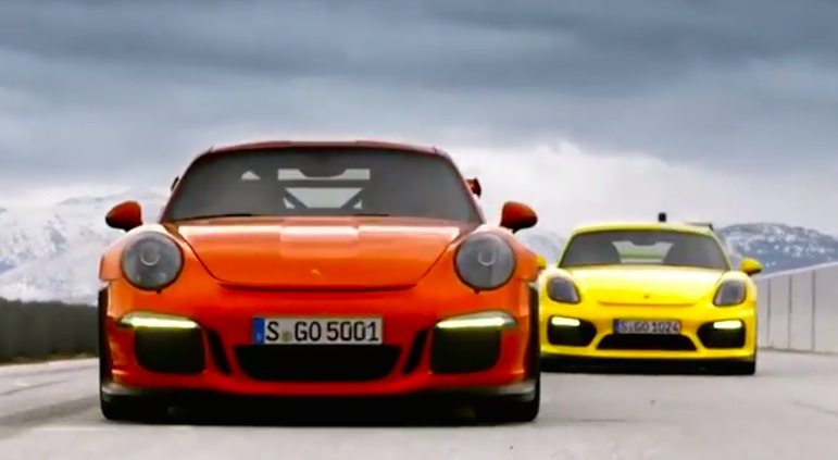 cayman gt4 gt3 rs at Porsche Cayman GT4 and GT3 RS Share a Promo