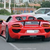red porsche 918 6 175x175 at All Red Porsche 918 Spotted at Puerto de Sitges