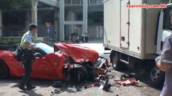 Ferrari 599 GTB Wrecked 1 600x337 at Ferrari 599 GTB Wrecked Beyond Recognition in Hong Kong