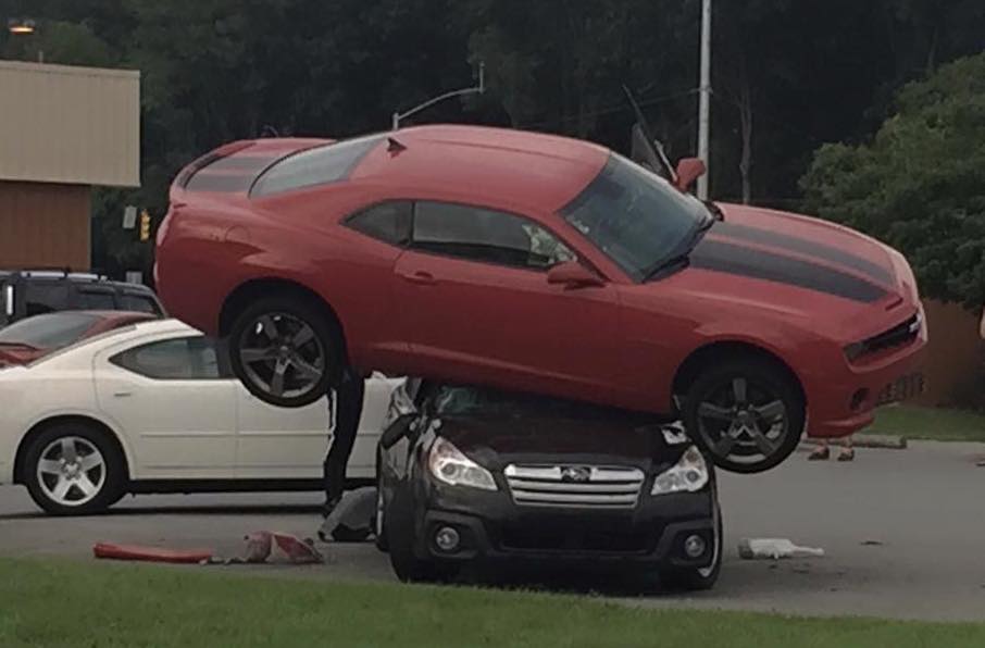 Camaro subaru crash 0 at Camaro Thinks It’s a Transformer, Tries to Hump a Subaru!