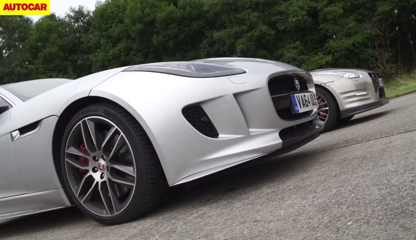 Jaguar F Type R Drag at Drag Race: Jaguar F Type R AWD vs Nissan GT R