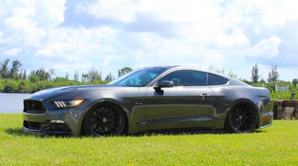 bagged mustang gt 0 600x334 at 2015 Mustang GT Bagged on HRE Wheels