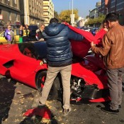 Red LaFerrari crash 3 175x175 at Red LaFerrari Gets its Face Ripped Off in Budapest