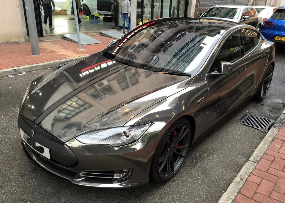 black chrome model s 0 at Black Chrome Tesla Model S by Impressive Wrap