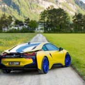 Matte Yellow BMW i8 12 175x175 at Color Therapy: Matte Yellow BMW i8 on Blue Wheels