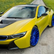 Matte Yellow BMW i8 15 175x175 at Color Therapy: Matte Yellow BMW i8 on Blue Wheels