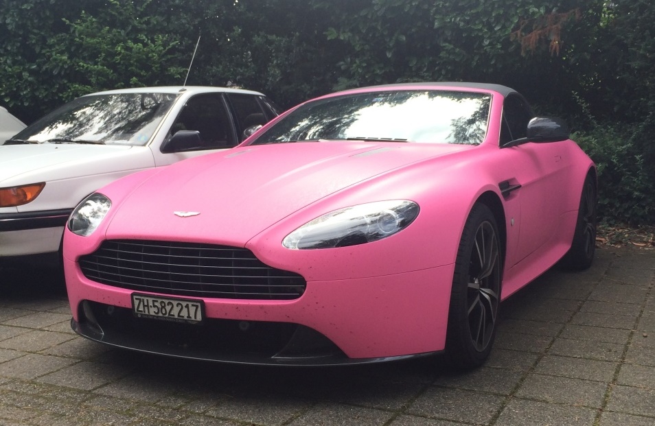 Pink Aston Martin Vantage 0 at Guy Turns Up at School in Pink Aston Martin Vantage