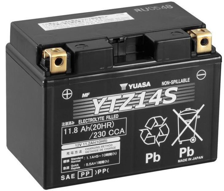yuasa ytz14s motorcycle battery 1303 p 730x625 at Common Reasons Your Motorcycle Battery Is Going Flat and How to Prevent Them