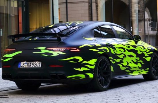 Mercedes AMG GT Four Door wrap 1 1 550x360 at Mercedes AMG GT Four Door Surfaces in Unique Camo Wrap