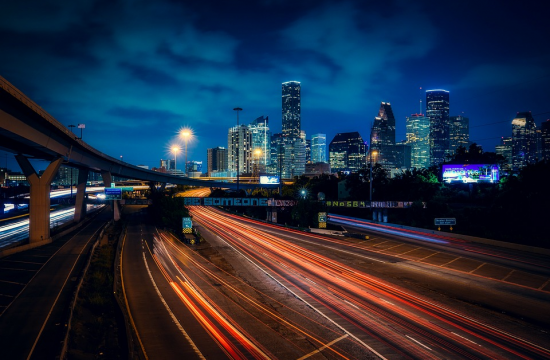 houston night view 550x360 at Distracted Driving in Houston   How Bad is the Problem?