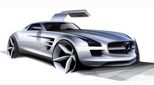 2011 mercedes benz sls amg 2 at Mercedes SLS AMG Gullwing sketches + interior